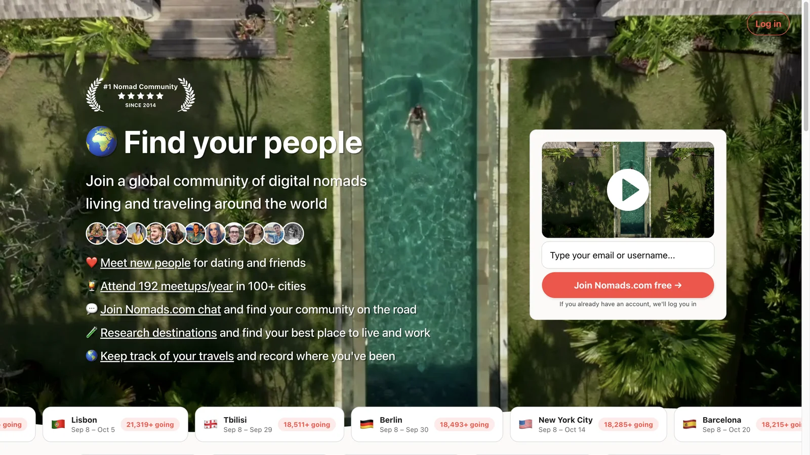 Nomad List(현재 Nomads.com) 실제 화면. 처음엔 트위터에 공유한 스프레드시트 하나였어요 (출처: nomads.com)